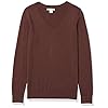 Amazon-Essentials-Womens-Classic-Fit-Lightweight-Long-Sleeve-V-Neck-Sweater Amazon Essentials Women's Classic-Fit Lightweight Long-Sleeve V-Neck Sweater (Available in Plus Size), Dark Chestnut Brown Heather, Medium