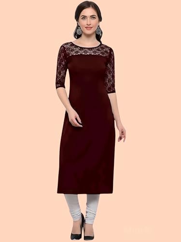 Image of Women's Crepe A-line Straight Kurtis, Plain Casual Wear Kurtis