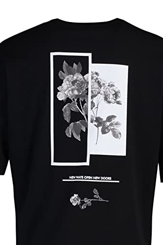 Trendyol Camiseta Tejida de Cuello Redondo básico de Gran tamaño para Hombre Joven Oversize Punto, Negro, XL