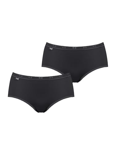 Sloggi Calzoncillos Midi Tai Mini Maxi Brasil Ropa Interior Algodón Elástico para Mujer, 2 Pack Midislip Basic+ Black, 42