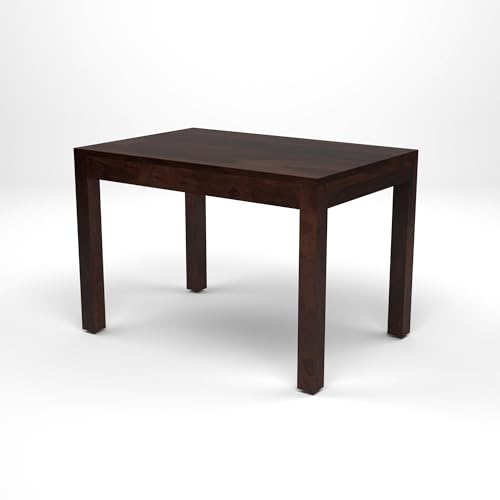 Image of 45 Inch Length Solid Sheesham Wood 4 Seater Dining Table Set | Four Seater Dinner Table with 4 Cushions Chairs|Dinning Table Set 4 Seater for Living Room | Wooden Table & Chair Set, Walnut Finish