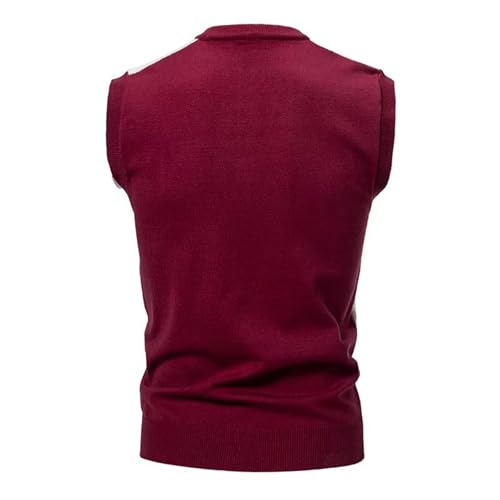 Cambkatl Men's Classic Argyle Preppy Striped Sweater Vest Casual V Neck Slim Fit Cable Knitted Sleeveless Pullover Sweaters3