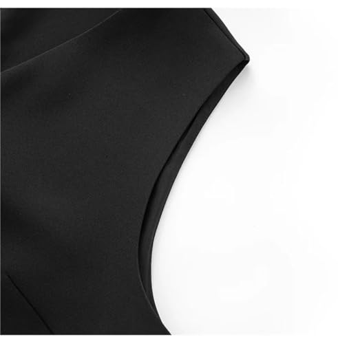 Woman Sleeveless Loose Dresses V Neck Beaded Pocket Office Dress4