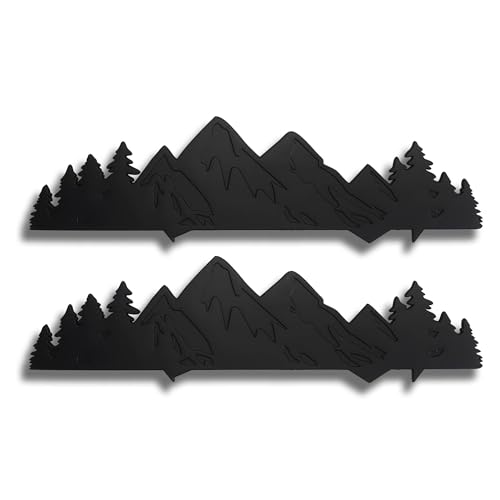 Image of Snow Mountain Tree Emblem for 2016-2023 Tacoma, 2 Pcs Snow Mountain Tree Graphic Logo Badge, Trunk Mountain Logo Emblem, Car Exterior Accessories (Matte Black)