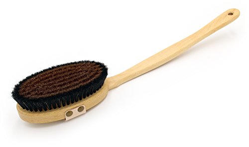 Bib (Body Ionic Brush Beechwood Horsehair) Bath Brush with Handle, Fine Bronze Wire, Brown - Image 2
