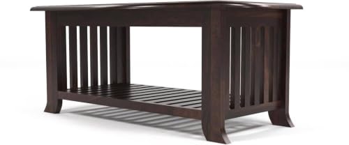 Image of Solid Sheesham Wooden Centre Table Coffee Table & Sofa Center Table Teapoy for Hallway Decor - Wooden Coffee Table for Living Room Home Furniture Decor (Walnut)