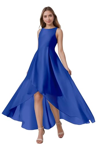 Junior Bridesmaid Dresses for Teen Girls Chiffon Flower Girl Dress for Wedding High Low Pageant Dress