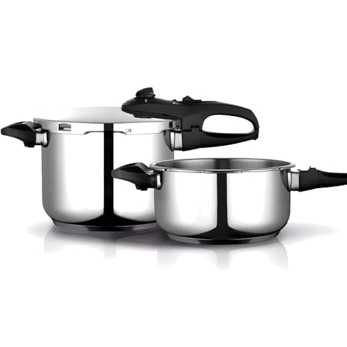 Fagor Duo - Olla Express Rápida 4 + 6L, Acero Inoxidable 18/10, Todo Tipo de Cocinas, INDUCCIÓN, 2 niveles de presión, 5 Sistemas de Seguridad