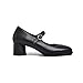 Cuctos Women Chunky Block High Heels Mary Janes Shoes Split Toe Tabi Shoes Ankle Strap Dress Pumps Shoes Black