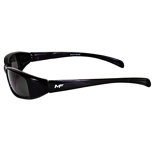 2 Pairs of MF Eyewear Bad Attitude Cool Wraparound Motorcycle Sunglasses Black Frames with Smoke & Red Lenses3