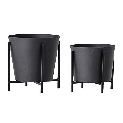 Bloomingville Ilse Blumentopf-Set 2-teilig aus Metall in der Farbe Schwarz,...