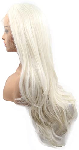 Perruque blonde de 66 cm en fibres synthétiques premium ondulées - 6