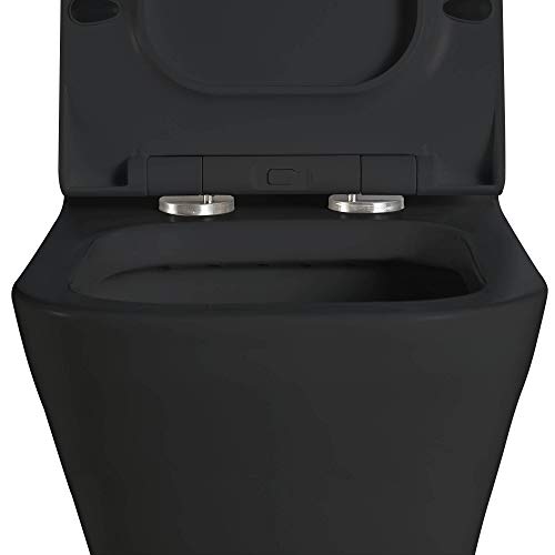 Inodoro de una pieza Fine Fixtures con doble descarga y alta eficiencia, color negro (modelo MOTB9BL) miniatura 5