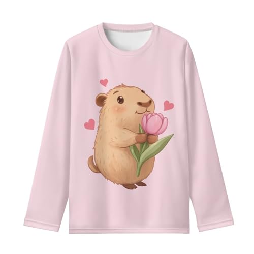 Image of Girls Long Sleeve T Shirt Cute Cartoon Crewneck Shirt for Kids 3-16Y Fall Winter Clothes
