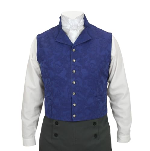 Historical Emporium Men's Regency High Collar Brocade Formal Suit Vest, Dress Fairfax Waistcoat2