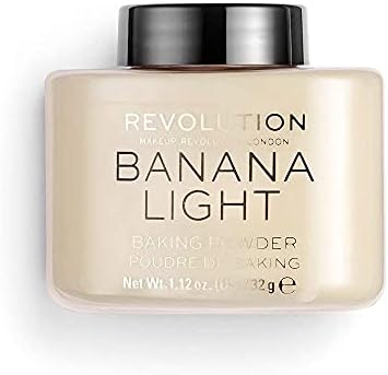 Makeup Revolution Loose Baking Powder, Make Up Setting Powder, Provides Long-lasting Coverage, Reduces Shine, For Light Skin Tones, Banana Light, 32g