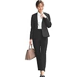 [ルイ ルエ ブティック] 選べる4タイプ 洗える ベーシック ビジネス スーツ パンツ セット レディース パンツスーツ テーパードパンツ ワイドパンツ テーラード ノーカラー ジャケット ミセス ママ フォーマル オフィス 大きいサイズ 通勤 4L(17号) Cセット/ブラックCSU1240-4L-2BL