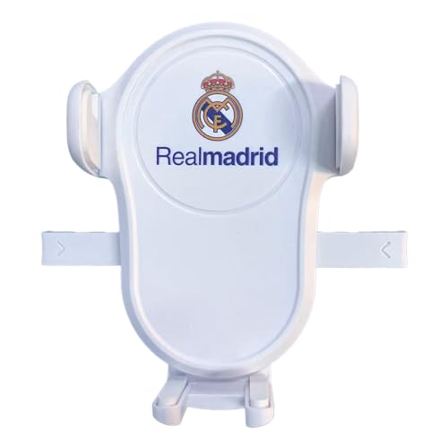 FRIENDLY LICENSE Real Madrid Club de Fútbol   Soporte de Móvil para el Coche   Compatibilidad Universal   Diseño Blanco con Escudo Oficial   Manos Libres   Producto Oficial del Equipo