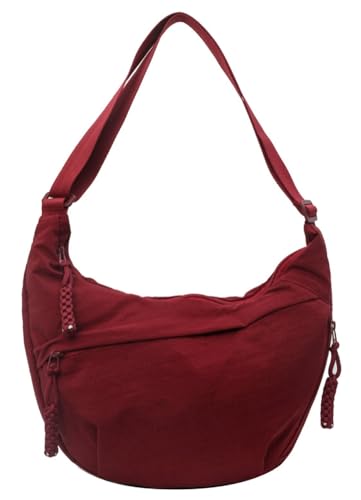 Image of Hobo Bag for Women Men Crescent Shoulder Bag Retro Nylon Canvas Crossbody Bag Slouchy Corduroy Dumpling Bag Purse
