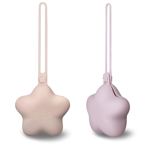 BebeBiu 2 Pack Pacifier Holder Case - Cute Portable Silicone Pacifier Storage Case for On-The-Go, Travel & Nursery - Ideal for Moms & Babies (Blush/Pale Mauve)