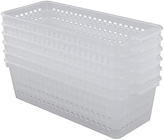 Eudokky 6-pack Slim Storage Basket, Plastic Small Cupboard Basket