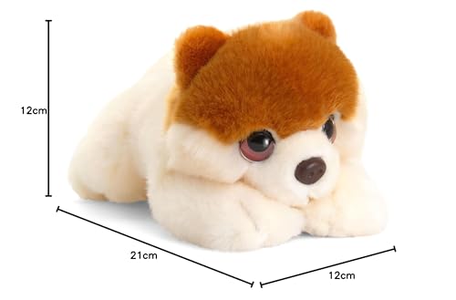 tachi Zwergspitz Plüschtier 25 cm, Stofftier Hündchen weiß beige, Kuscheltier Hund liegend