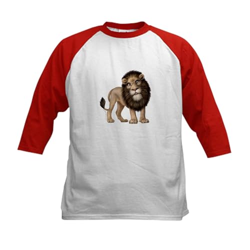 CafePress PD Moreno's Lion Kids Baseball T Shirt Kids Cotton Baseball Jersey, 3/4 Raglan Sleeve Shirt Red/White