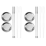 Gatuida 4er-Set kleine Runde Farbmischpalette aus Edelstahl & Kunststoff-Tropfer zum Mischen von Airbrush-Pigmenten