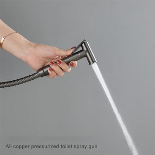 Ducha bidet para WC gris con control dual y manguera de resorte de 3 metros 5