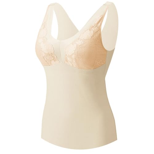 Women Camisole Tank Tops Bra With Removable Chest Pad Casual Comfort Lightweight Wireless Bras Daily Pocketed Bralette(Skin,3X-Large)