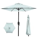 Best Choice Products 7.5ft Heavy-Duty Round Outdoor Market Table Patio Umbrella w/Steel Pole, Push Button Tilt, Easy Crank Lift - Baby Blue
