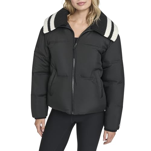 Champion Women's Quilted Shawl Collar Puffer Jacket, Black, Large