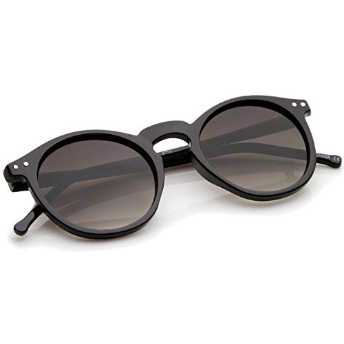 zeroUV Retro Horn Rimmed Keyhole Nose Bridge P3 Round Sunglasses 48mm4