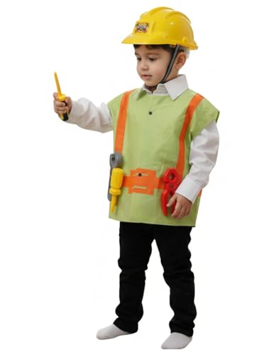 Image of BookMyCostume Engineer Civil Construction Worker Community Helper Builder Kids Fancy Dress Costume 5-6 years