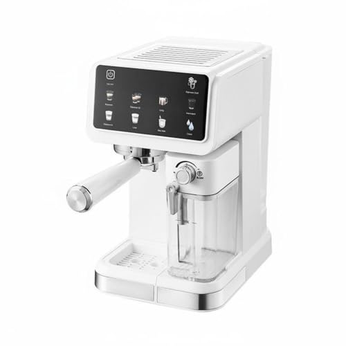Image of Automatic Espresso Machine 6 Preprogrammed Drink Modes Espresso Machine with Milk Frother Cappuccino Latte Brewer Single-Press, White