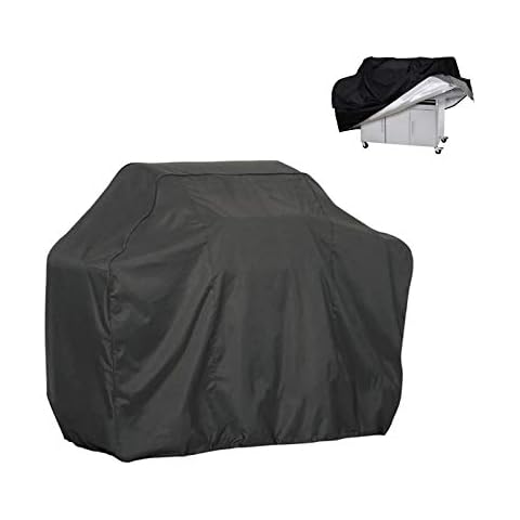 Flymer BBQ Grill Cover Barbecue Cover Dust-proof Windproof Rip-Proof Anti-UV Gas Grill Cover for Weber, Brinkmann, Char Broil etc. Black (145x61x117cm) Cover