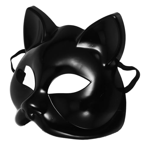 Cabilock Blank Cat Masks for Crafting Lightweight Plastic Half-face Cosplay Accessories for Costume Parties and Halloween Events Unique Cat Face Design
