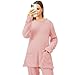 Womens Fleece Pajama Set Soft Loungewear Long Sleeve Cozy Sleepwear Warm Plush Pullover Top (US, Alpha, XX-Large, Regular, Regular, Pink)