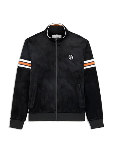 Sergio Tacchini Men's Ostuni Velour Track Jacket- Black Beauty