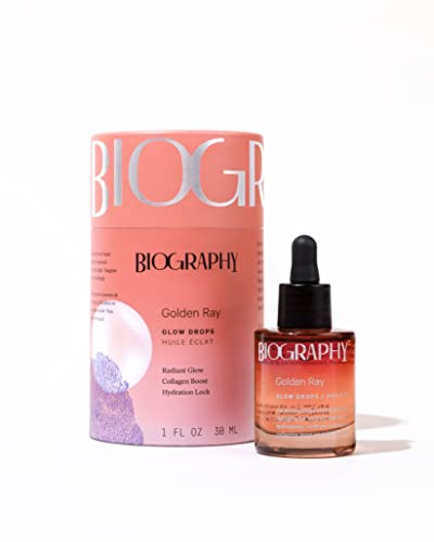 Biography Golden Ray Glow Drops Face Oil, Moisturizes, Boosts Collagen, Plumps Fine Lines and Increases Glow, 1 Fl Oz.