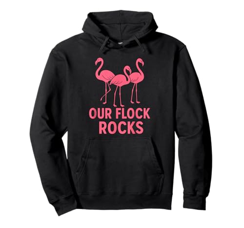 Our Flock Rocks Pink Flamingo Funny Matching Family Group Sudadera con Capucha