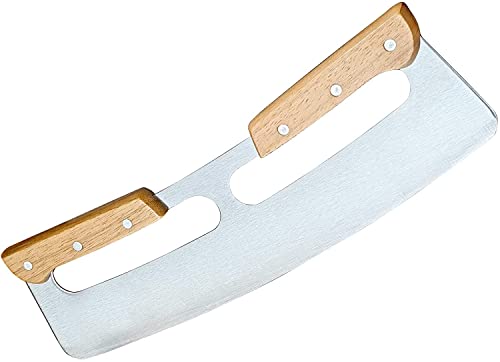 Image of NILKANTH Pizza Cutter Rocker with Wooden Handles & Protective, Big Pizza Knife Cutters for Kitchen Tool (14inch)