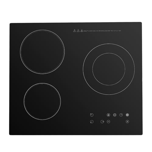 3-Burner Electric Cooktop,110V Portable Ceramic Cooktop with 9 Heating Levels, 2600W Countertop & Built-in Electric Stove with Child Safety Lock,Sensor Touch Control Radiant Stove with Timer