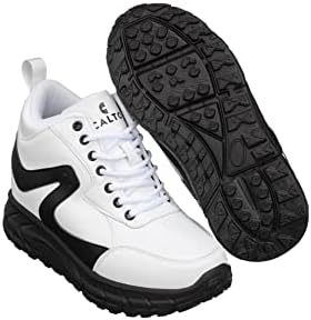 CALTO Men's Invisible Height Increasing Elevator Shoes - White/Black Lace-up High-Top Hiking Style Sneaker Boots - 4 Inches Taller - S22773 - Size 10 D(M) US | Image 4