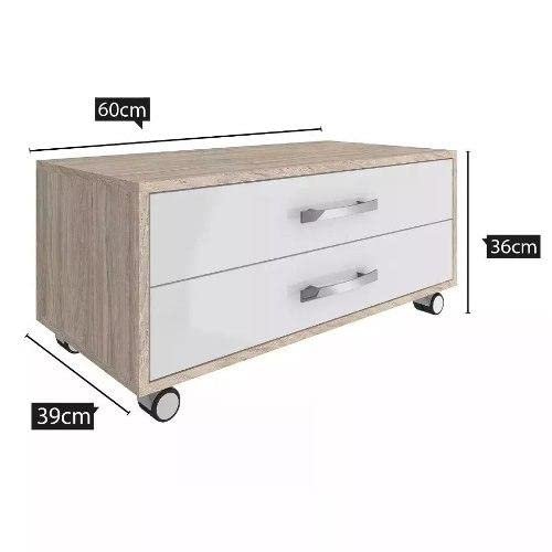 Gaveteiro Com Rodinhas 60cm 2 Gavetas Para Banheiro Quarto Balcão com Rodízios