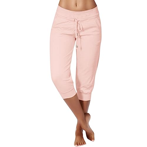 EQWIGKEIT Pantalones cortos y cómodos para mujer, pantalones capri hasta la rodilla con bolsillos, pantalones de senderismo, transpirables, 3/4, pantalones cortos de verano, pantalones deportivos
