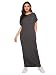 Verdusa Women's Summer Casual Loose Long Dress Short Sleeve Pocket Shift Maxi Dress Dark Grey L