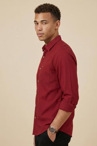 Image of Peter England Men's Solid Slim Fit Full Sleeve Casual Shirt| 100% Cotton
