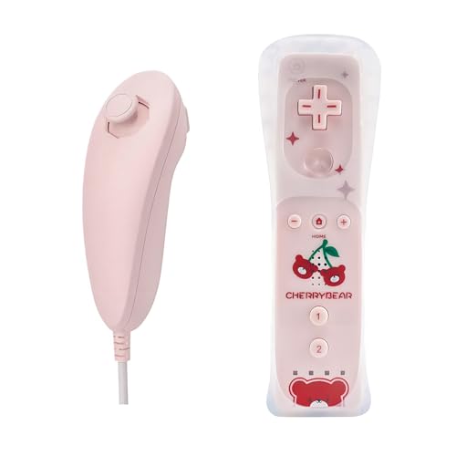 QUMOX Télécommande Wii et Nunchuck, Logo de l'ours Cerise, compatibles avec la Console pour Wii/Wii U (Motion Plus Non Incluse)