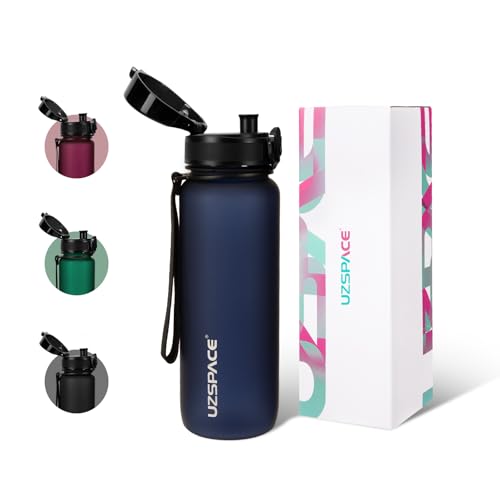 UZSPACE Botella Agua Deportiva,500ml/800ml/1000ml/1.5l, Tritan Botella Agua Sin BPA. Evitar Fugas de Agua y Ideal para el Ejercicio y los Deportes al Aire Libre